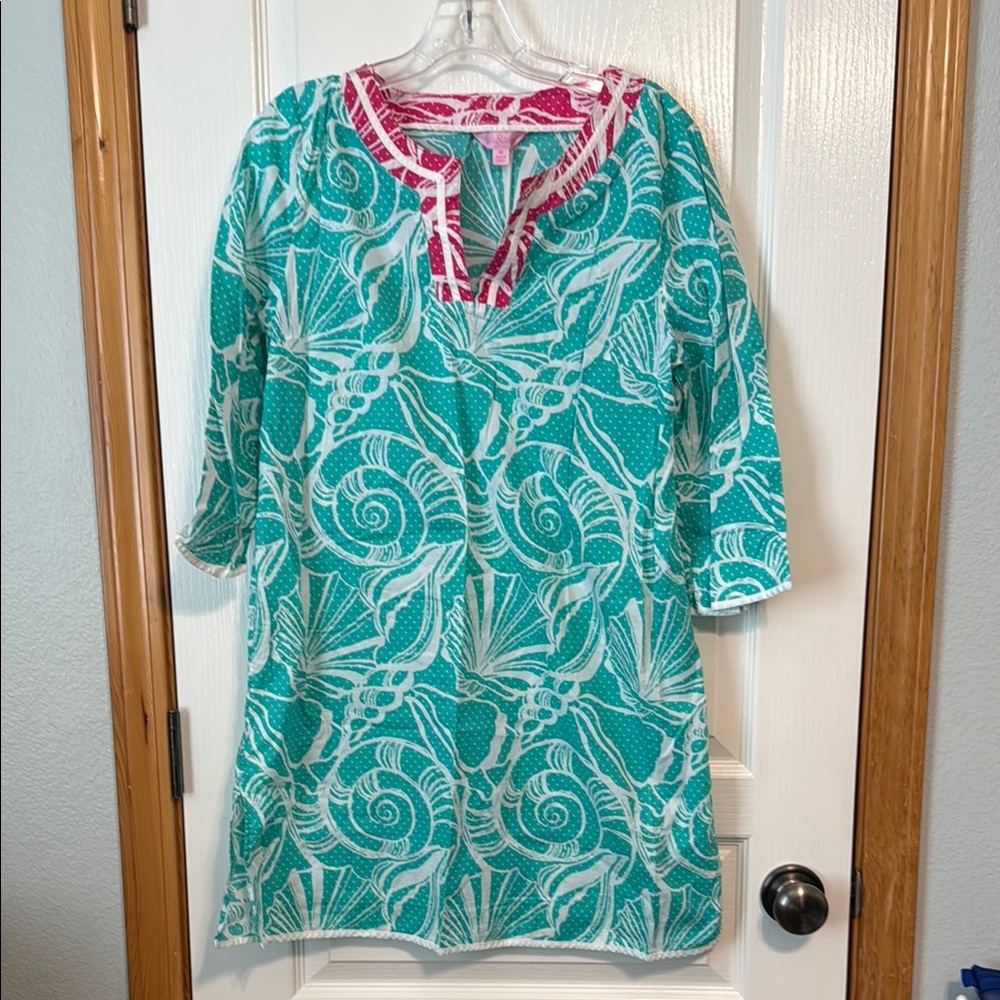Lilly Pulitzer Pink and Teal Patterned Swim Coverup